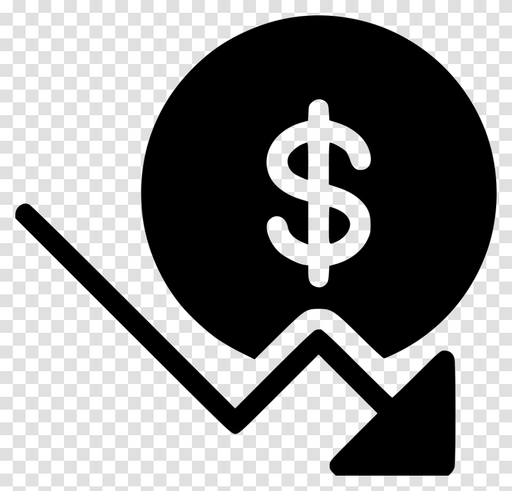 Dollar Fall Inflation Icon, Stencil, Emblem, Hook Transparent Png