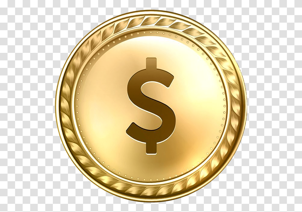 Dollar Gold Coin All Gold Silver Bronze Medals, Number, Symbol, Text, Money Transparent Png