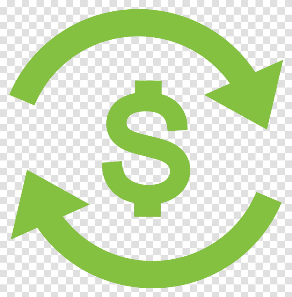 Dollar Sign In Circle Made Of Arrows Dollar Sign With Arrows, Recycling Symbol, Number, Logo Transparent Png