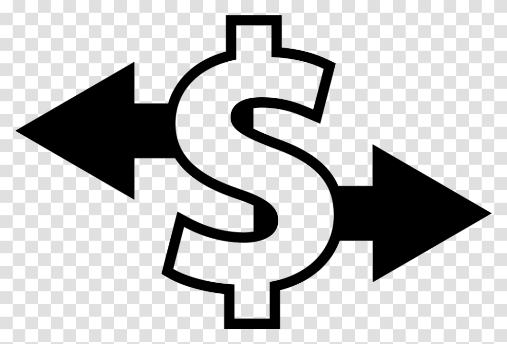 Dollar Sign Outline With Arrows Pointing To Left And Right, Cross, Stencil Transparent Png