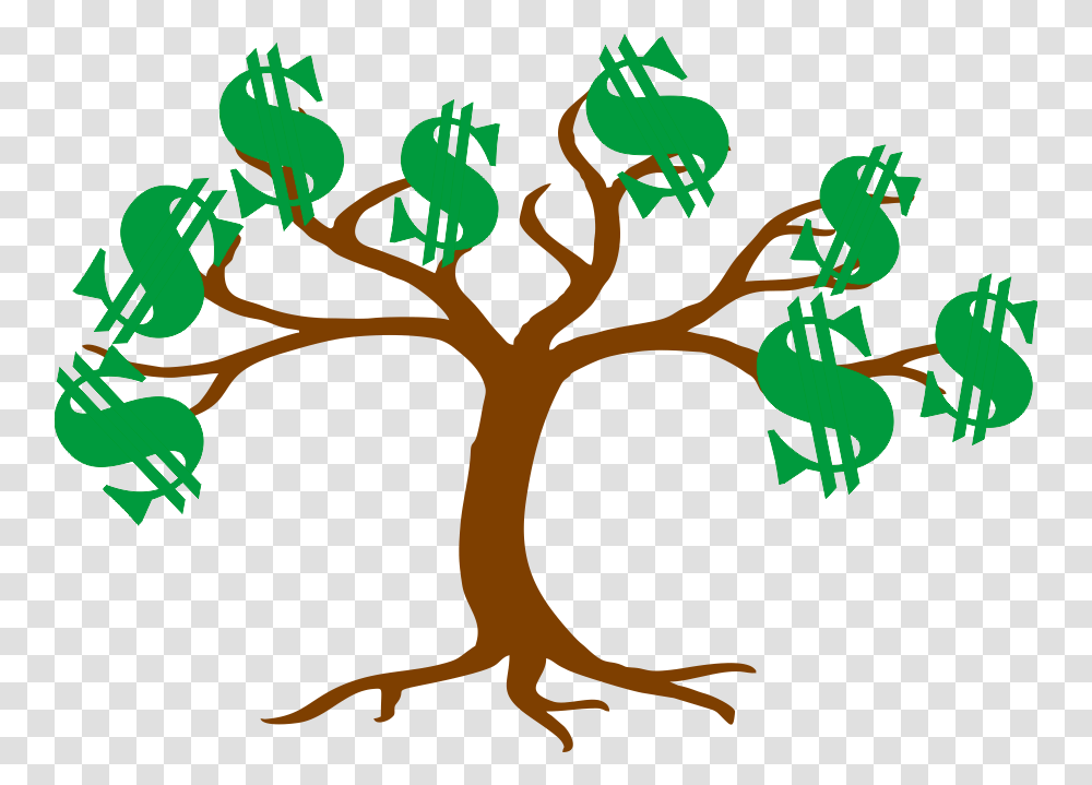 Dollar Signs As Leaves Bare Tree Clip Art, Plant, Green, Root Transparent Png
