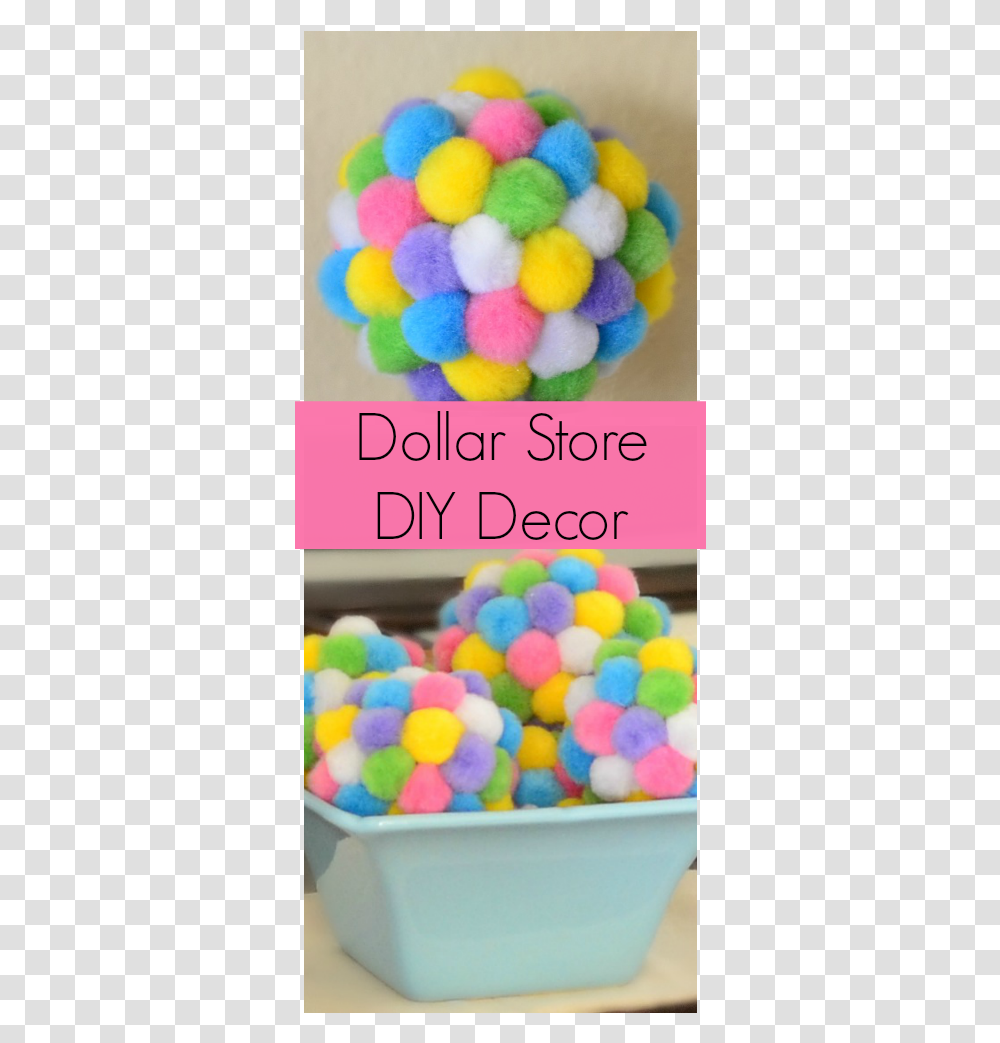 Dollar Store Pom Pom Ball Decor Pinnable Image Marshmallow, Food, Toy, Candy, Foam Transparent Png