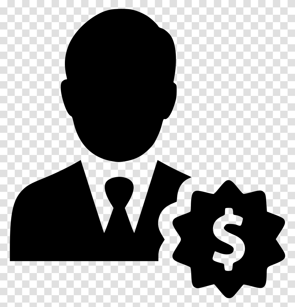 Dollar User Person Financial Businessman Icon, Silhouette, Stencil Transparent Png