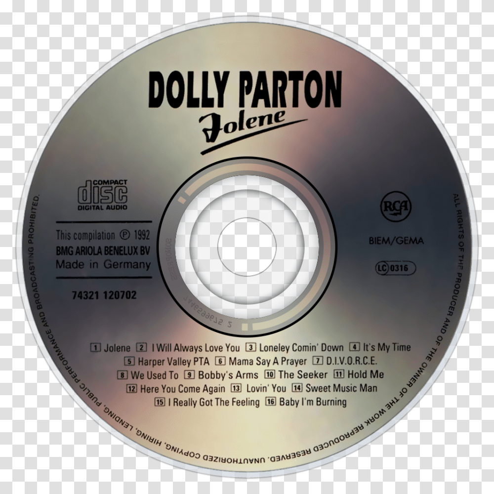 Dolly Parton Jolene Cd, Disk, Dvd Transparent Png