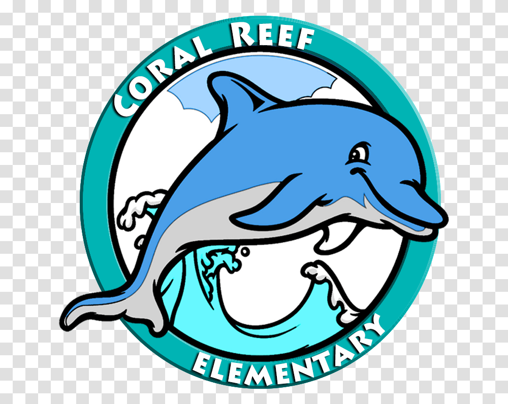 Dolphin Emblem Round Coral Reef Elementary Logo, Sea Life, Animal, Mammal, Label Transparent Png