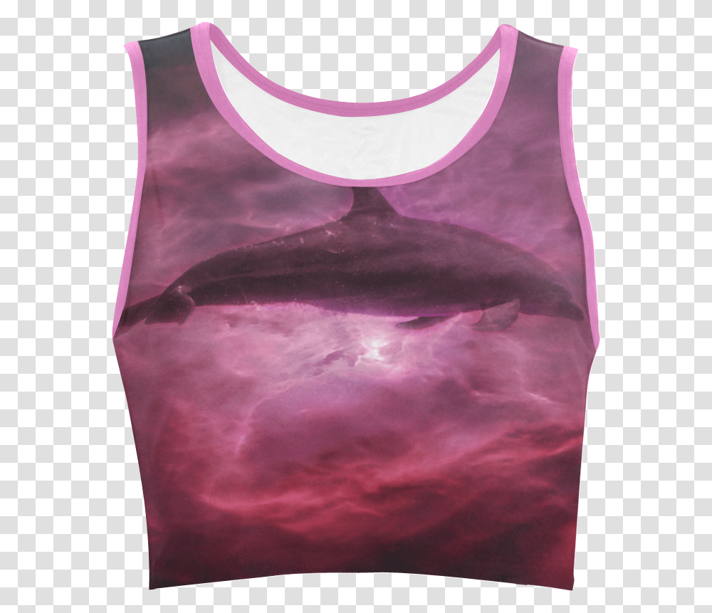 Dolphin In Pink Waters Women's Crop Top Active Tank, Pillow, Cushion Transparent Png