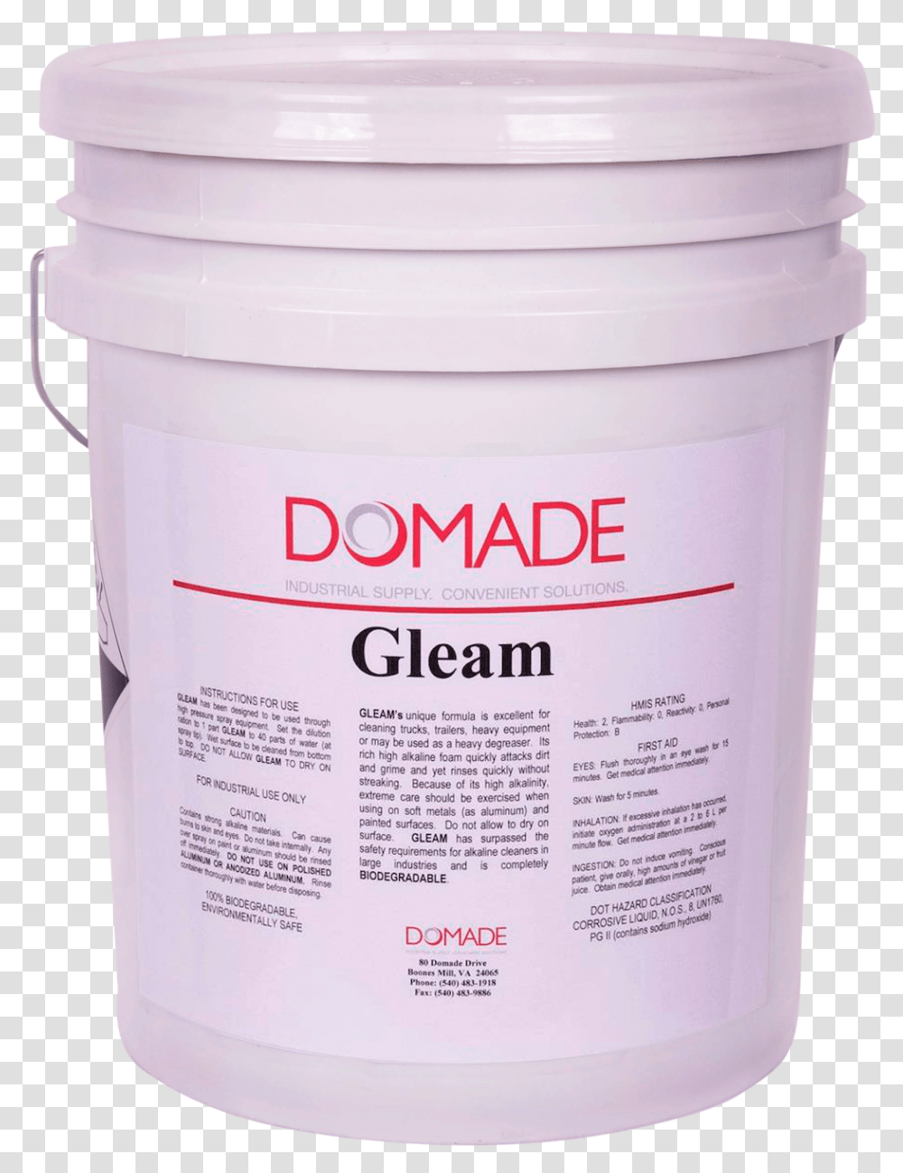 Domade Gleam Hd Alkaline Cleanerdegreaser 6 Gal Plastic, Paint Container, Bucket, Mailbox, Letterbox Transparent Png