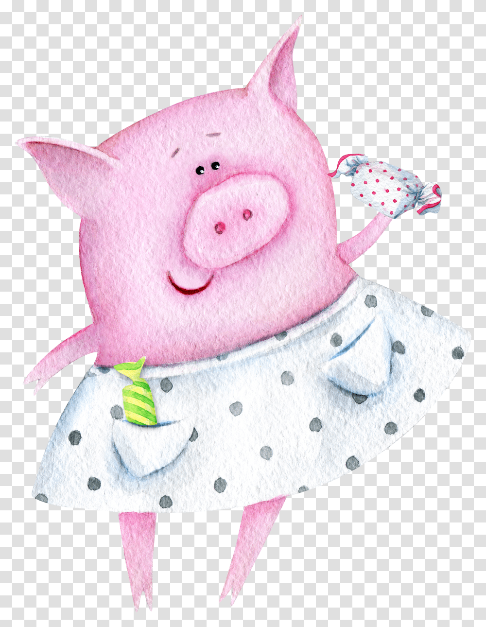 Domestic Pig Piglet Watercolor Painting Illustration Dnem Rozhdeniya Yulya Svinya Transparent Png