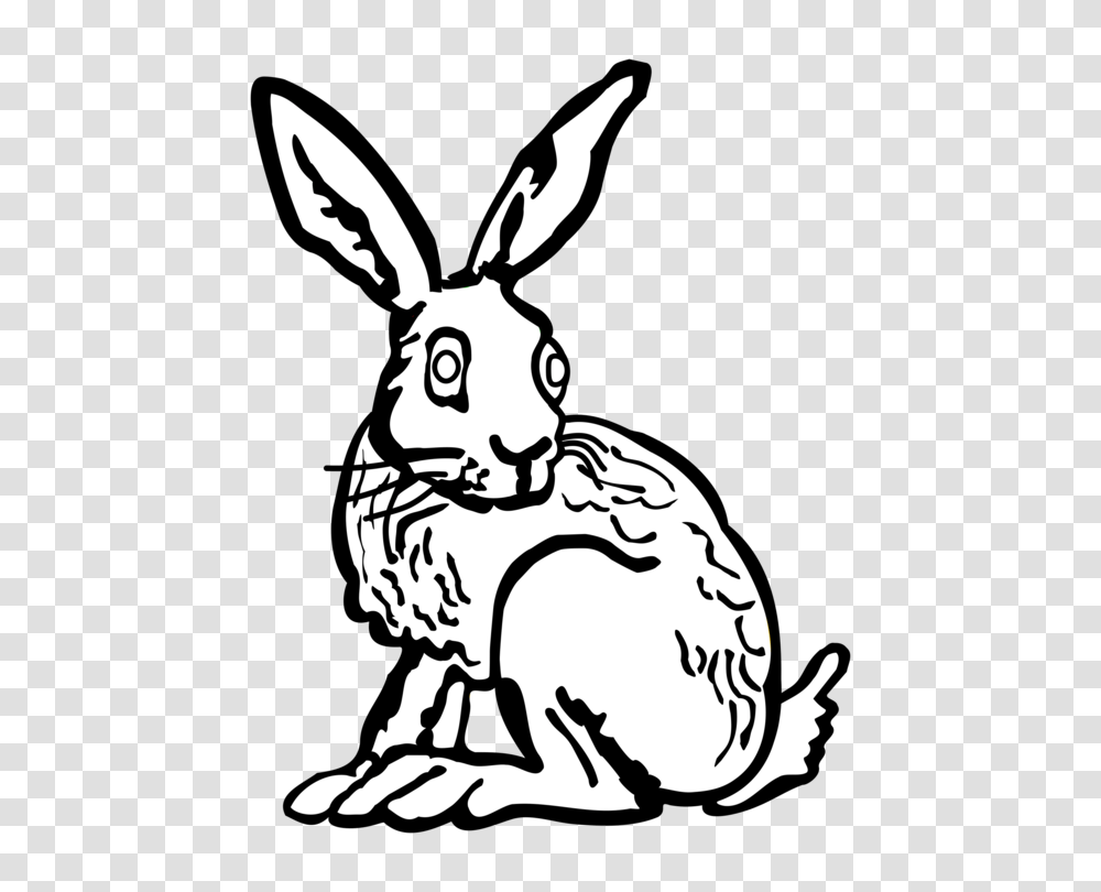 Domestic Rabbit Hare Black And White Line Art Drawing Free, Animal, Mammal, Wildlife, Aardvark Transparent Png