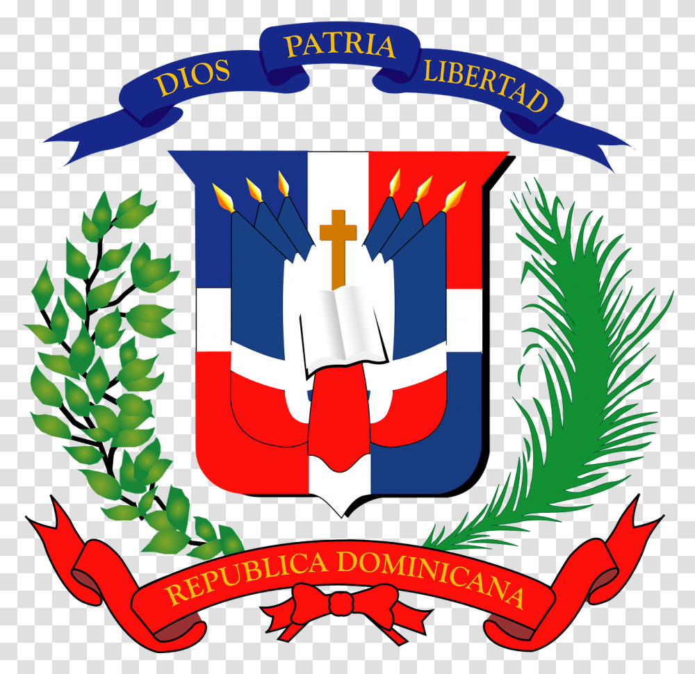 Dominican Republic Coat Of Arms Free Picture Republica Dominicana Flag And A Background, Logo, Trademark, Emblem Transparent Png