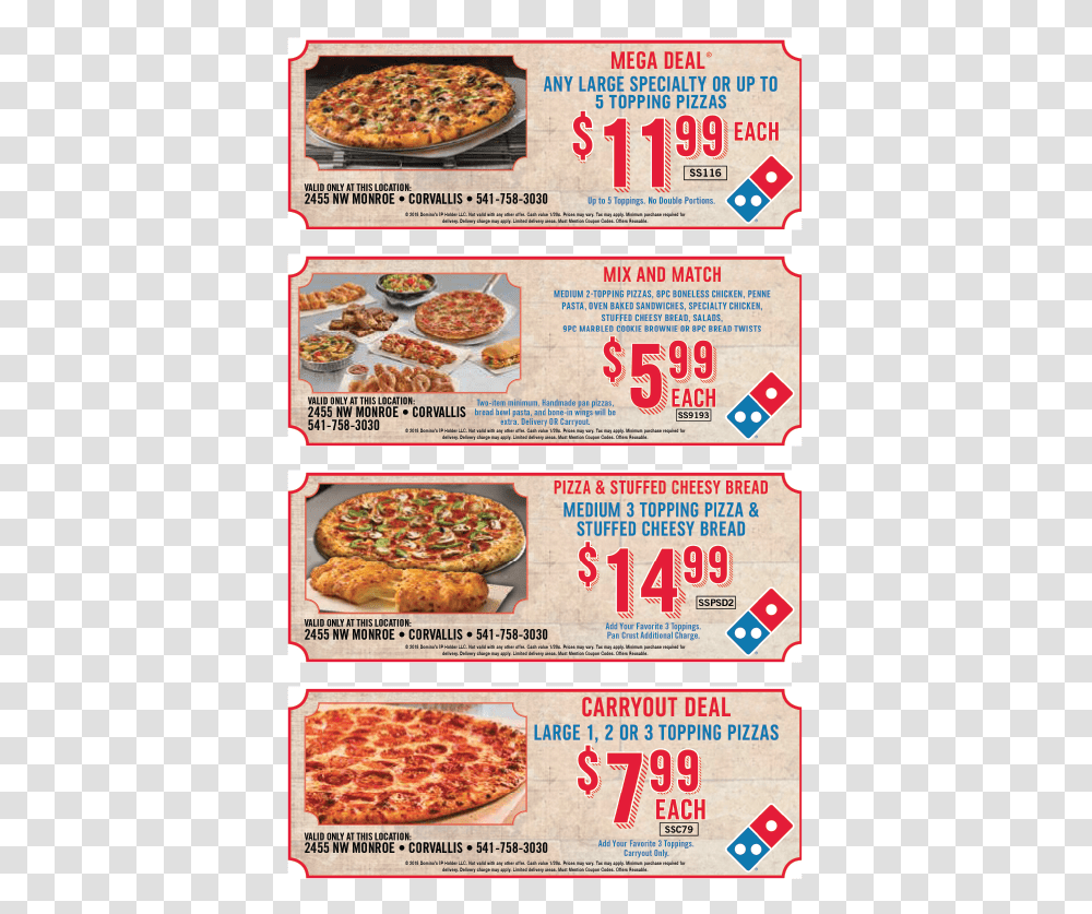 Domino S Coupon Domino's Pizza Specials Today Coupons, Food, Menu, Advertisement Transparent Png