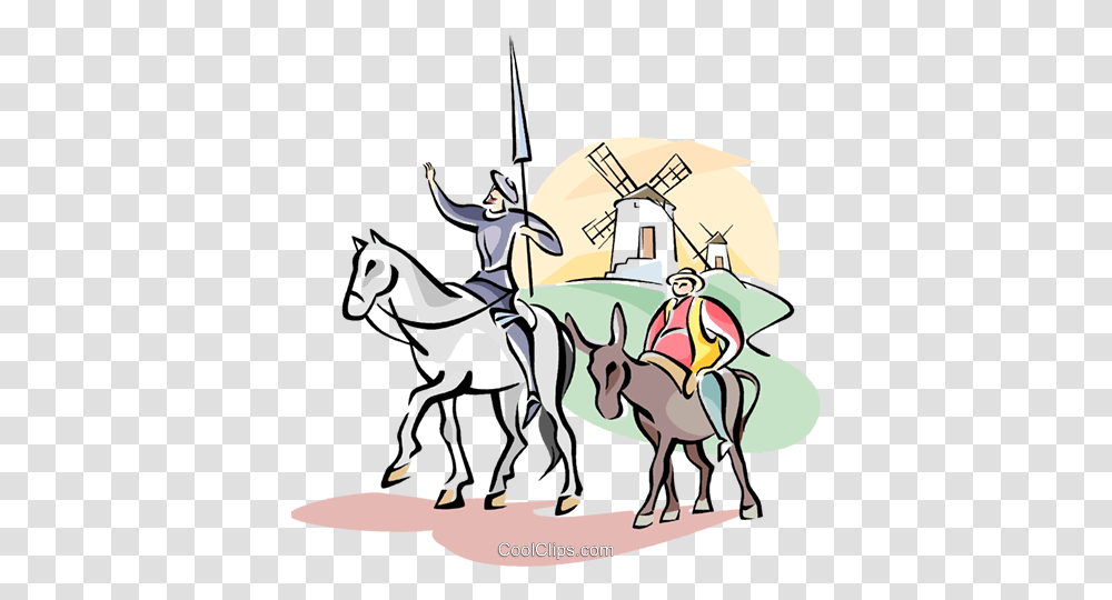 Don Quixote And Sancho Panza Royalty Free Vector Clip Art, Equestrian, Horse, Mammal, Animal Transparent Png