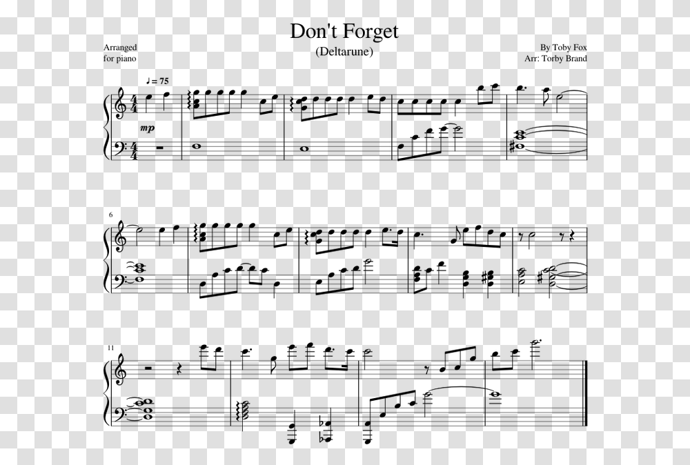 Don't Forget Deltarune Piano Sheet Music, Gray, World Of Warcraft Transparent Png