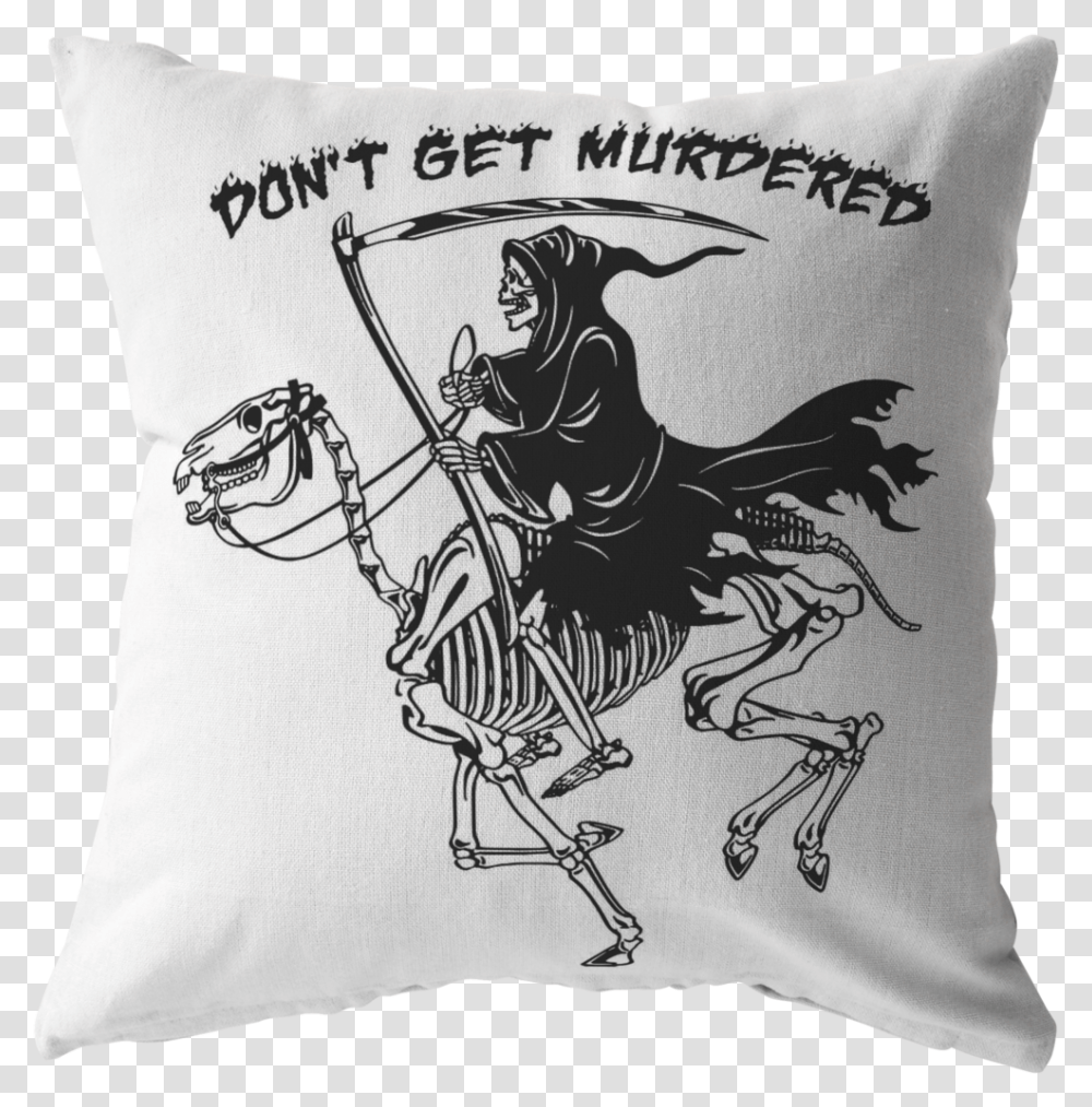 Don't Get Murdered Grim Reaper Pillow, Cushion, Person, Human Transparent Png