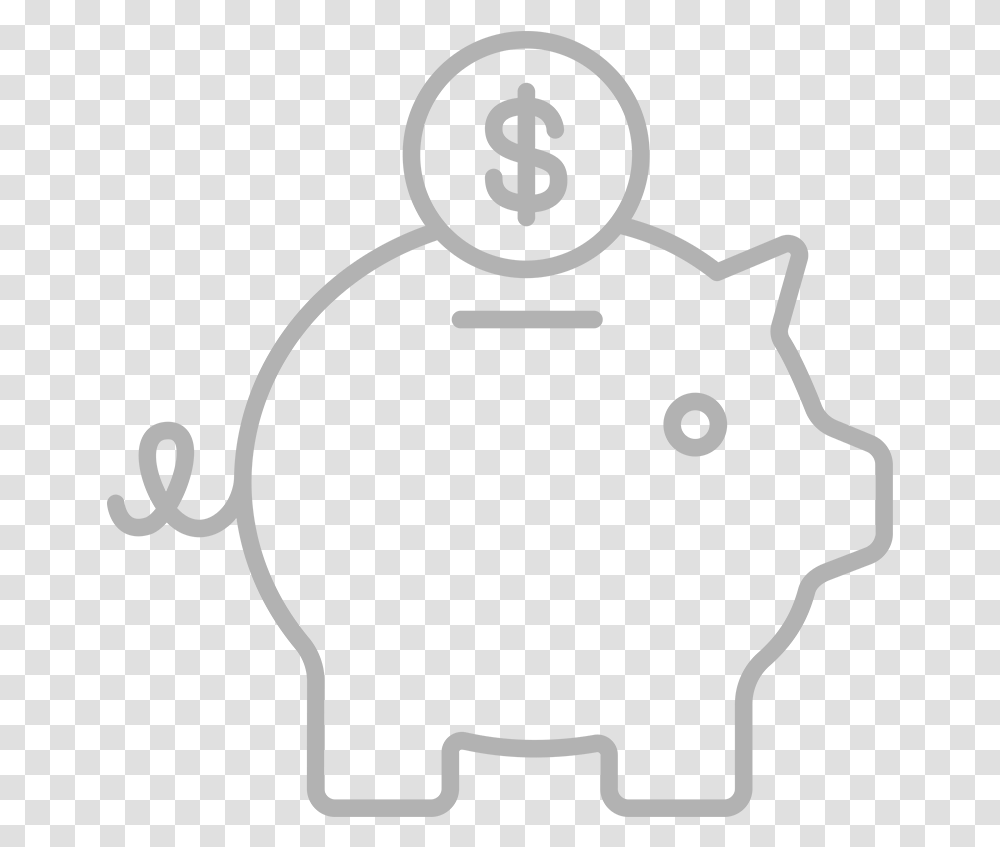 Don't Litter Clipart Free Piggy Bank Icon Grey Line, Stencil, Silhouette Transparent Png