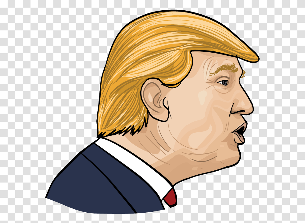 Donald Cartoon Trump File Hd Clipart Donald Trump Face Cartoon, Head, Jaw, Bird, Portrait Transparent Png