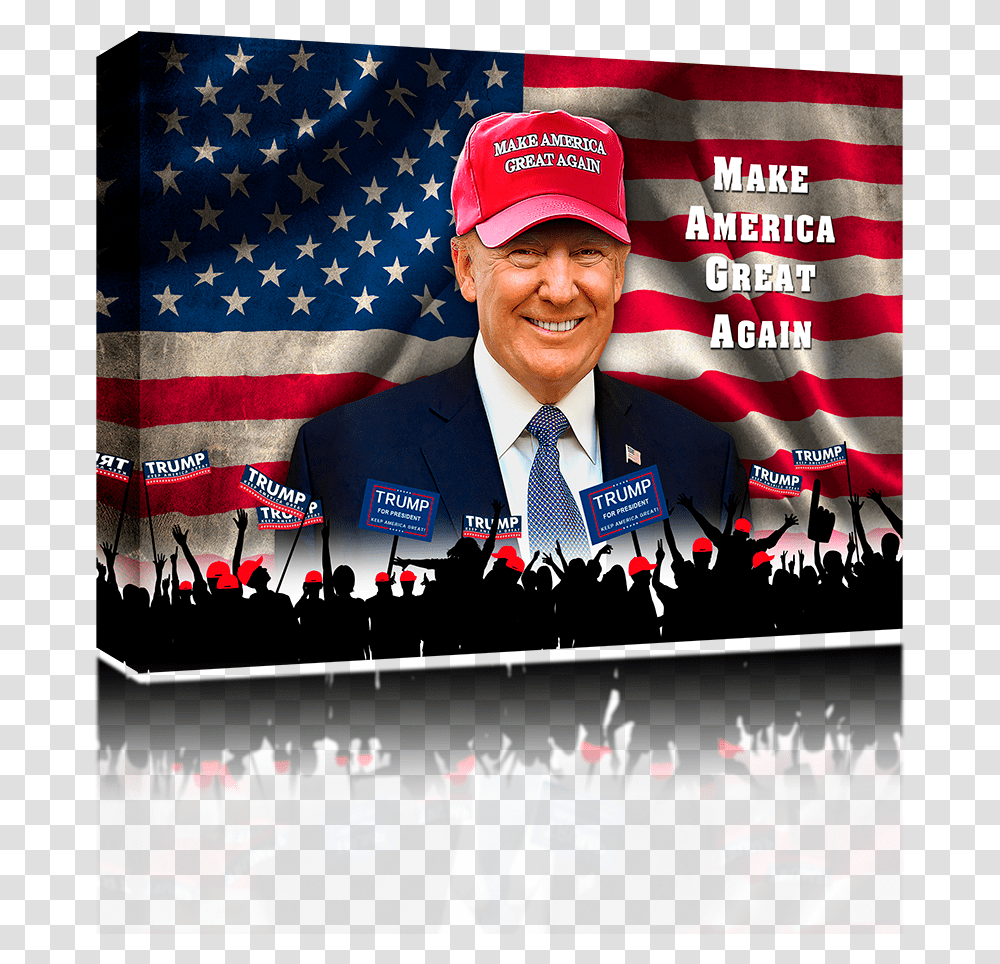 Donald J. Trump 2017, Person, Crowd, Tie, Flag Transparent Png