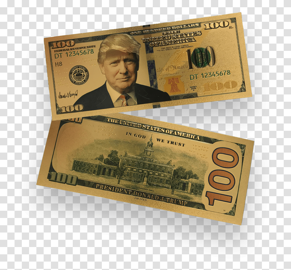 Donald Trump Authentic 24kt Gold Plated Commemorative, Person, Human, Money Transparent Png