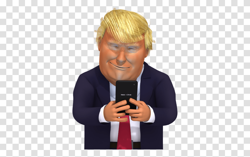 Donald Trump Cartoon, Mobile Phone, Electronics, Cell Phone, Person Transparent Png