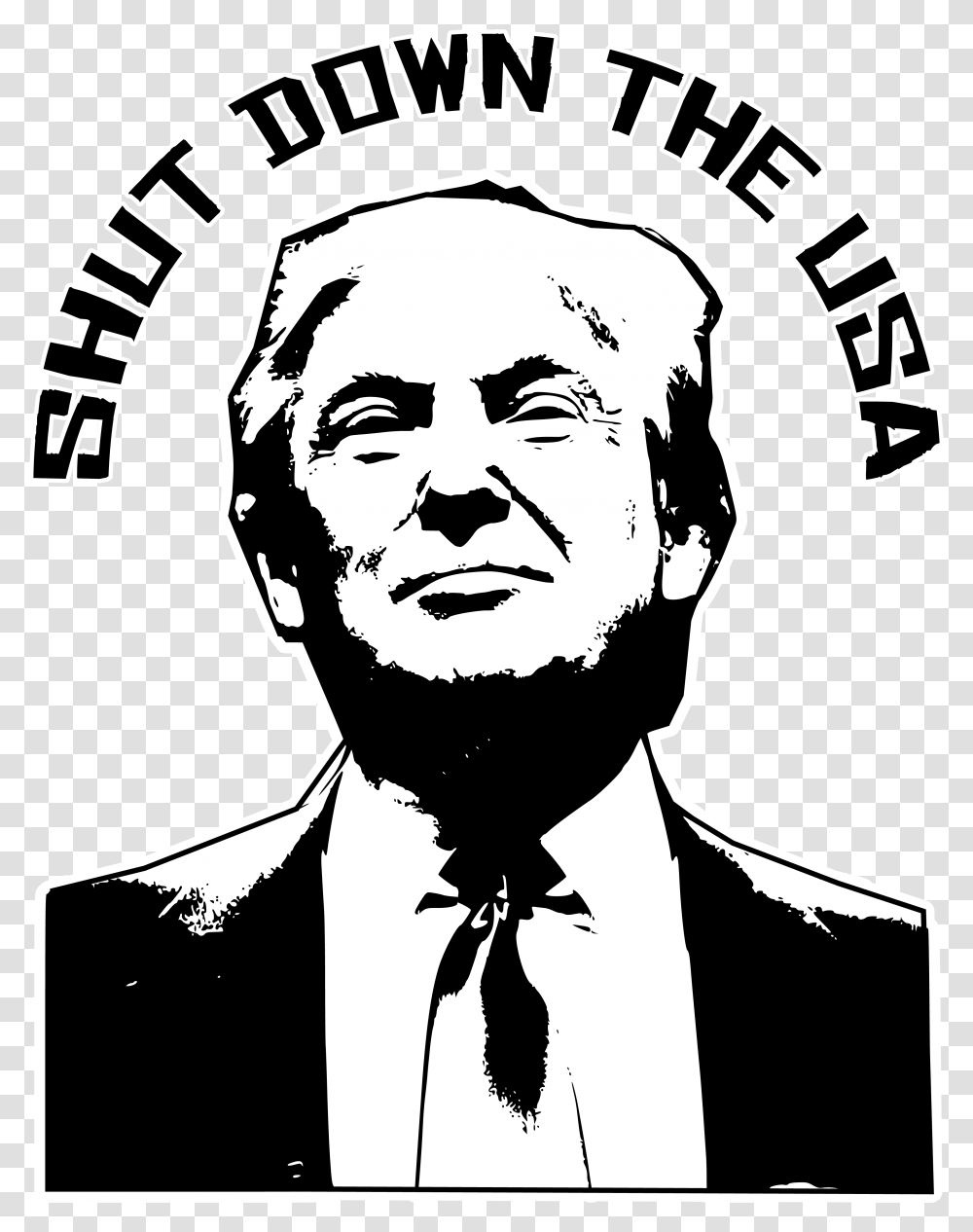 Donald Trump Clipart Black And White, Stencil, Person, Human Transparent Png