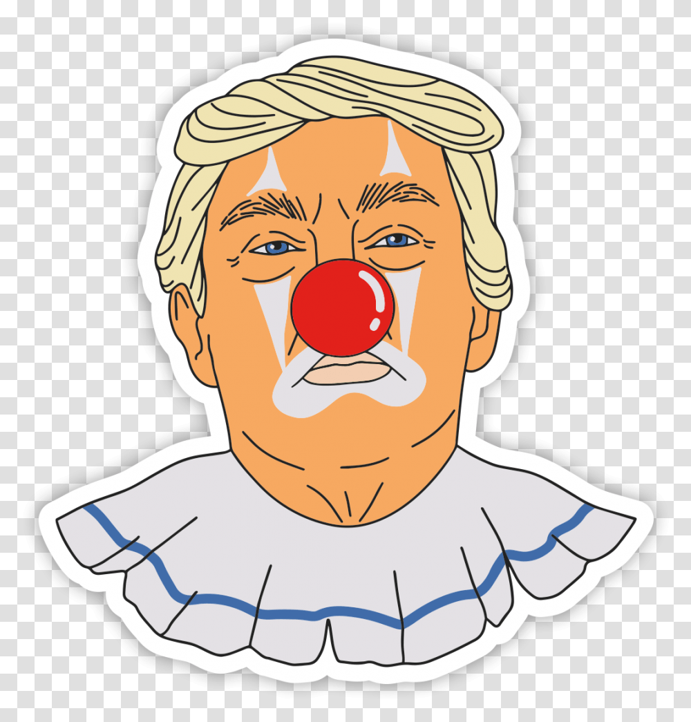 Donald Trump Clown Sticker, Performer, Person, Human, Mime Transparent Png