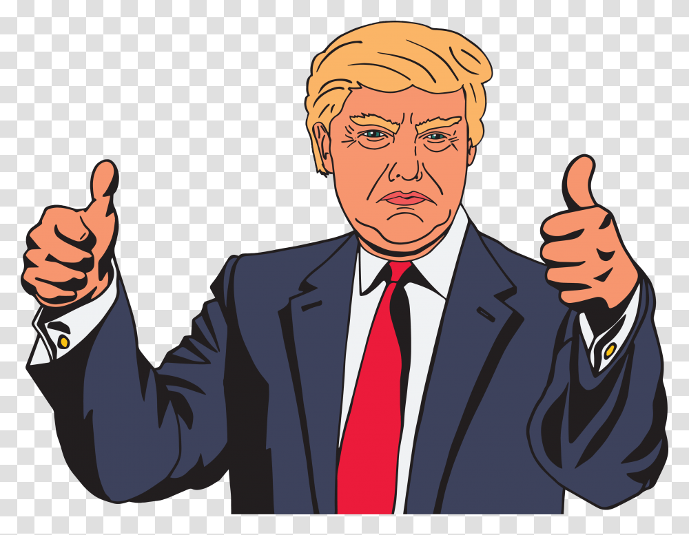 Donald Trump Donald Trump Cartoon, Tie, Person, Face, Finger Transparent Png