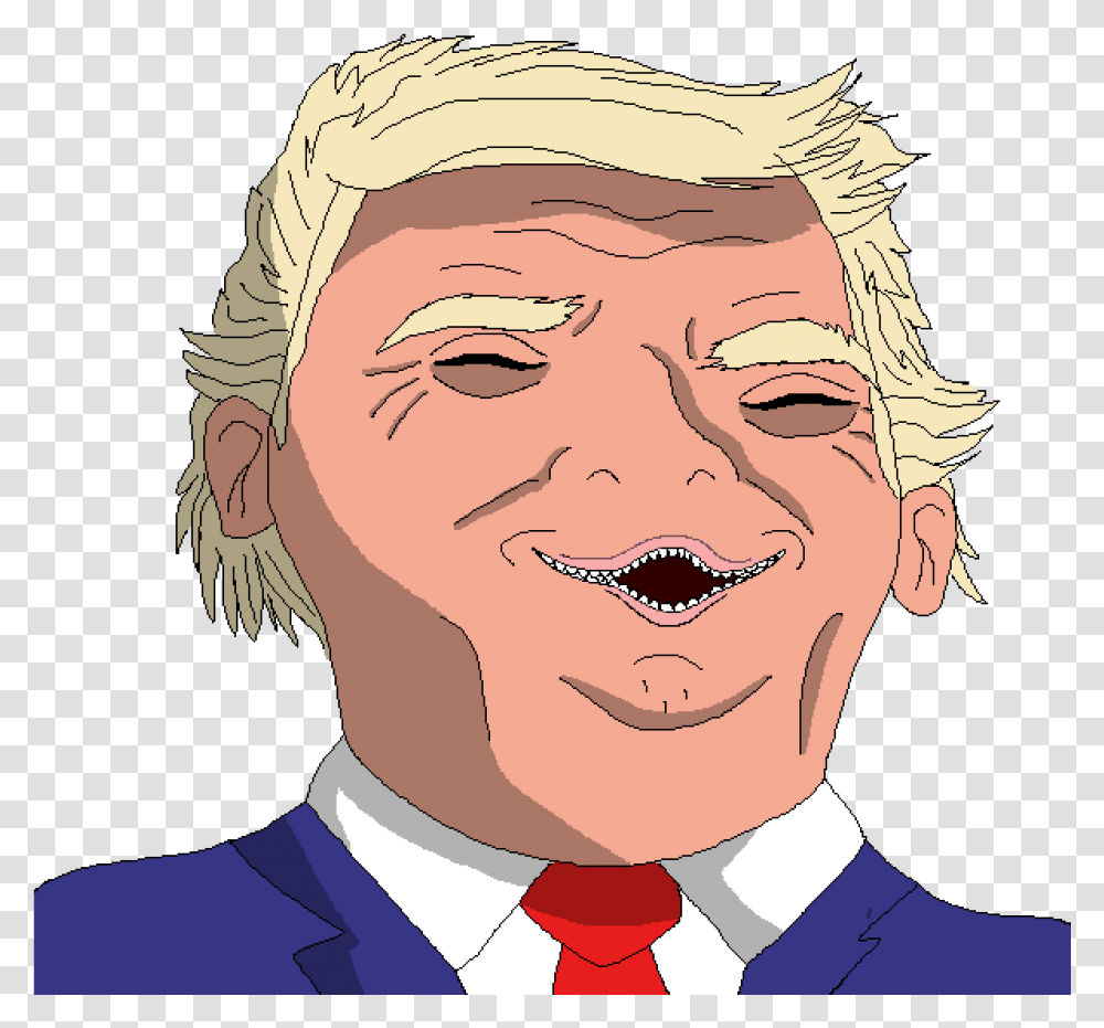 Donald Trump Head Trump Caricature 3d, Face, Person, Human, Tie Transparent Png