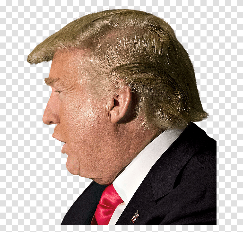 Donald Trump Head Will See You Un Court Clipart Donald Trump Side Face, Tie, Accessories, Accessory, Person Transparent Png
