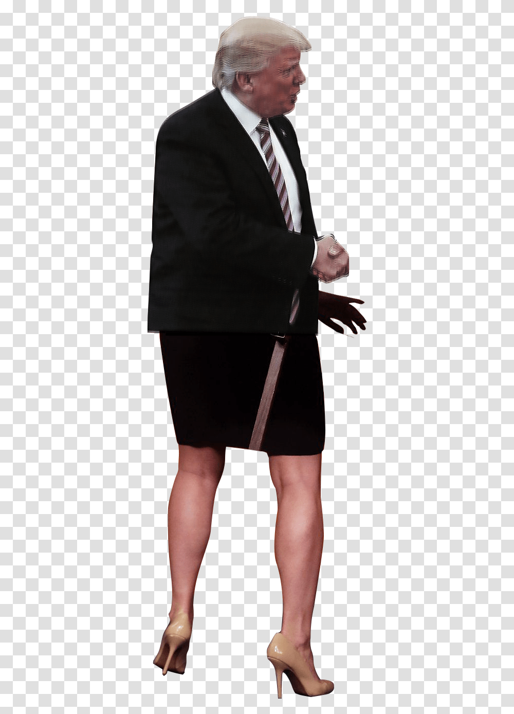 Donald Trump Image With A Woman In Heels Behind It Girl, Apparel, Person, Human Transparent Png