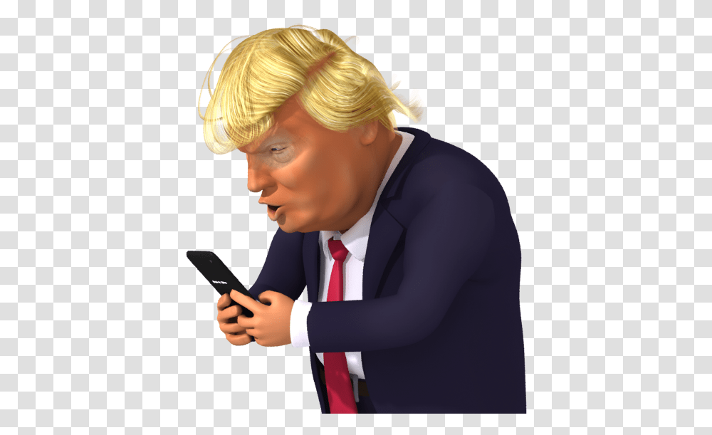Donald Trump On Phone Cartoon, Tie, Accessories, Person, Audience Transparent Png