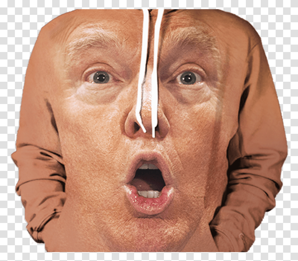 Donald Trump Shocked Face Hoodie All Over Print Apparel My Great And Unmatched Wisdom Wizard Of Oz, Head, Person, Jaw, Teeth Transparent Png