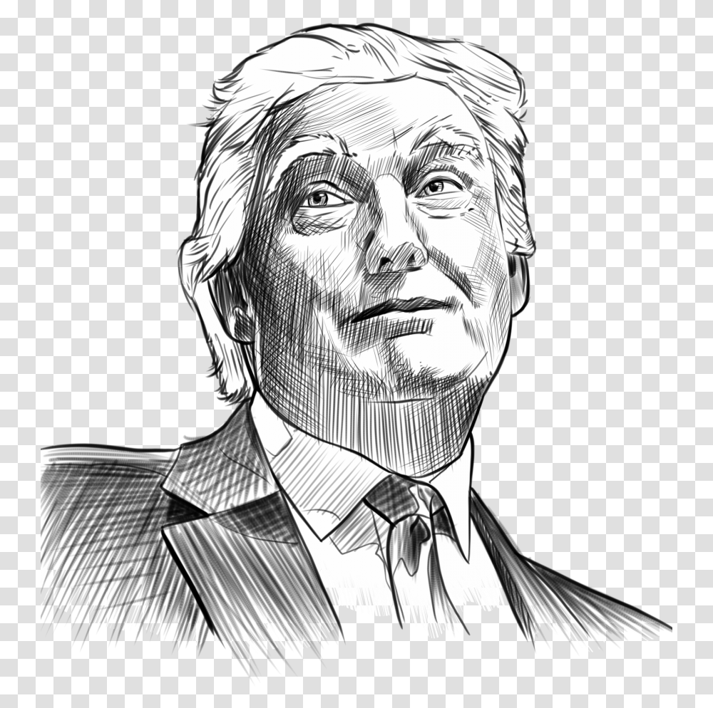 Donald Trump Sketch, Person, Human, Drawing Transparent Png