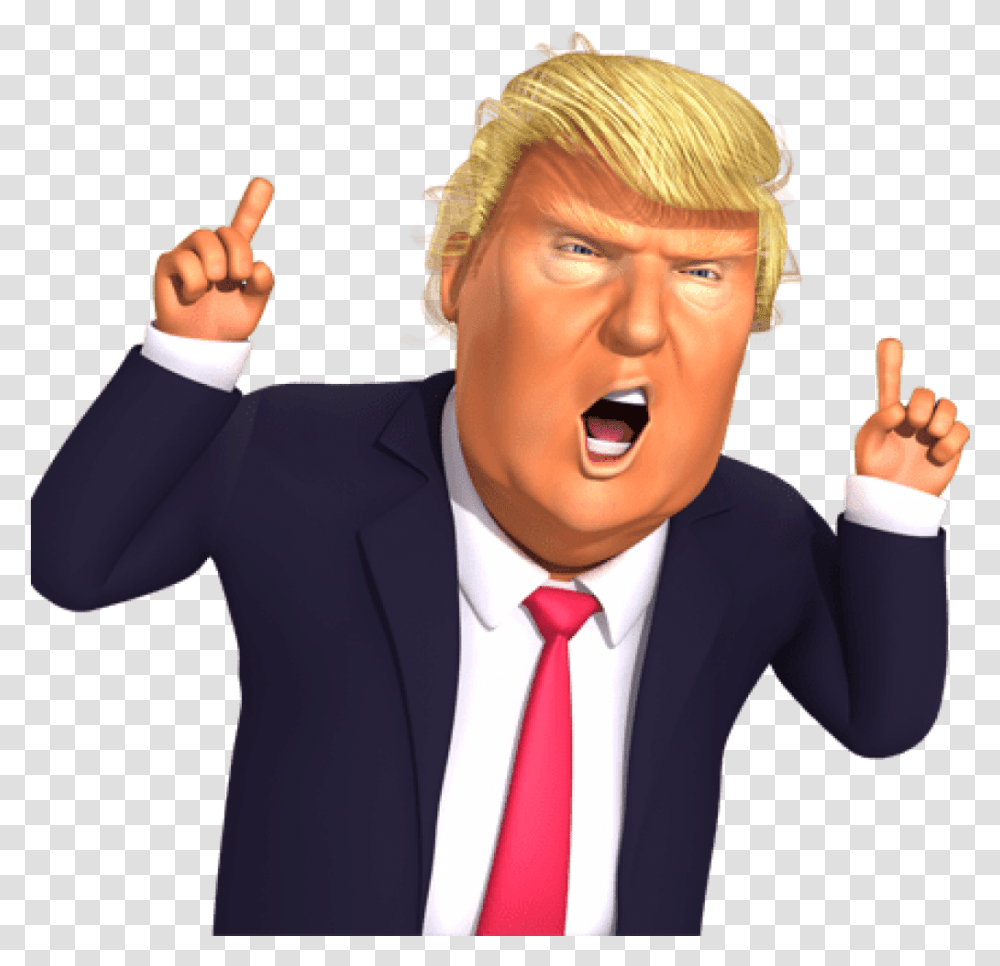 Donald Trump United States Cartoon Caricature Character Donald Trump Cartoon, Tie, Accessories, Person, Audience Transparent Png