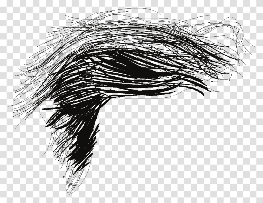 Donald Trumps Hair Sketch, Silhouette, Mammal, Animal, Cat Transparent Png