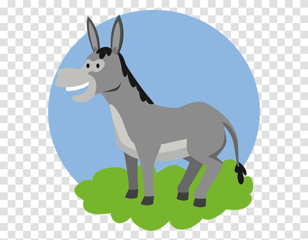 Donkey Animal Kids Pet Cute Comic Happy Smile Cartoon Cows On Grass, Mammal, Horse, Rodent, Rabbit Transparent Png