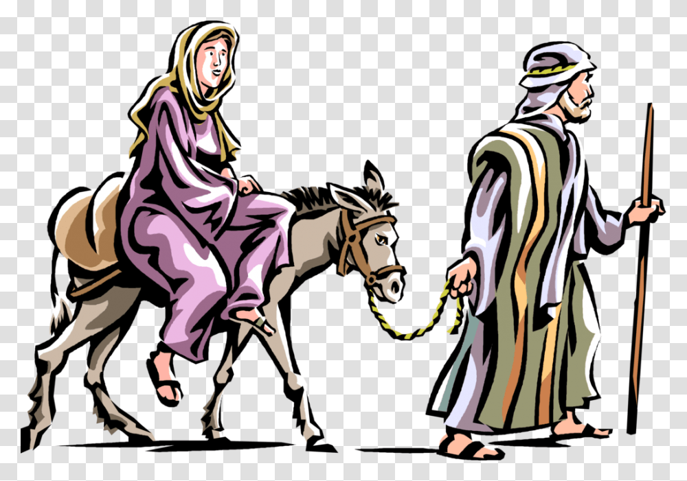 Donkey Bethlehem Clip Art Mary And Joseph On Donkey, Person, Human, Animal, Mammal Transparent Png