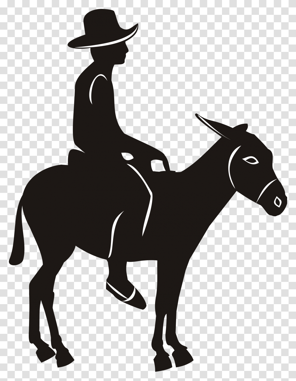Donkey Silhouette Man On Donkey Silhouette, Mammal, Animal, Horse Transparent Png