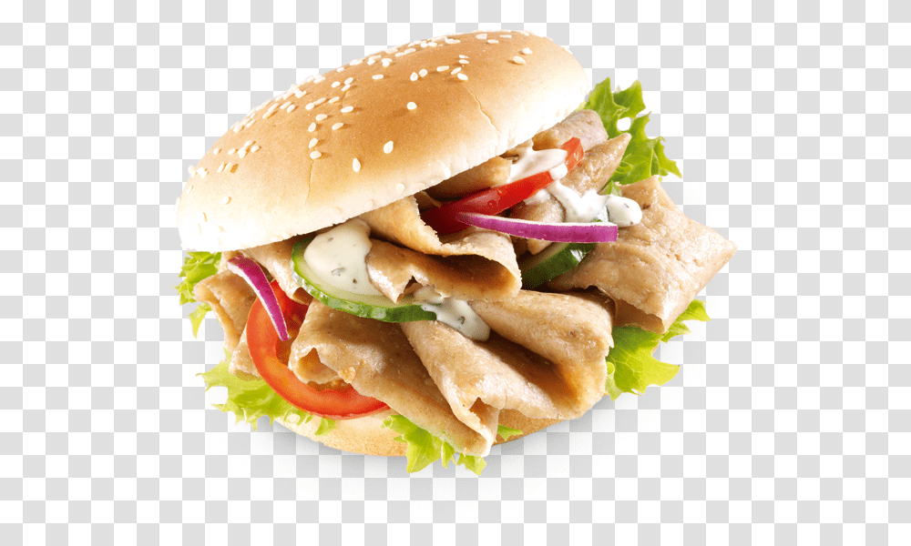 Donner In Burger Bun Download Lamb Donner Burger Meal, Food, Lunch Transparent Png