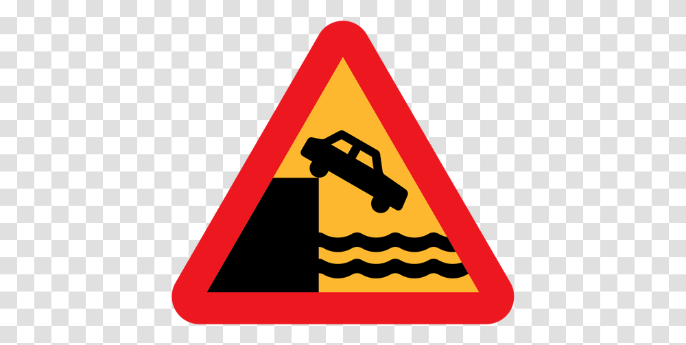Dont Drive Over A Cliff Warning Traffic Sign Vector Image, Triangle, Road Sign Transparent Png
