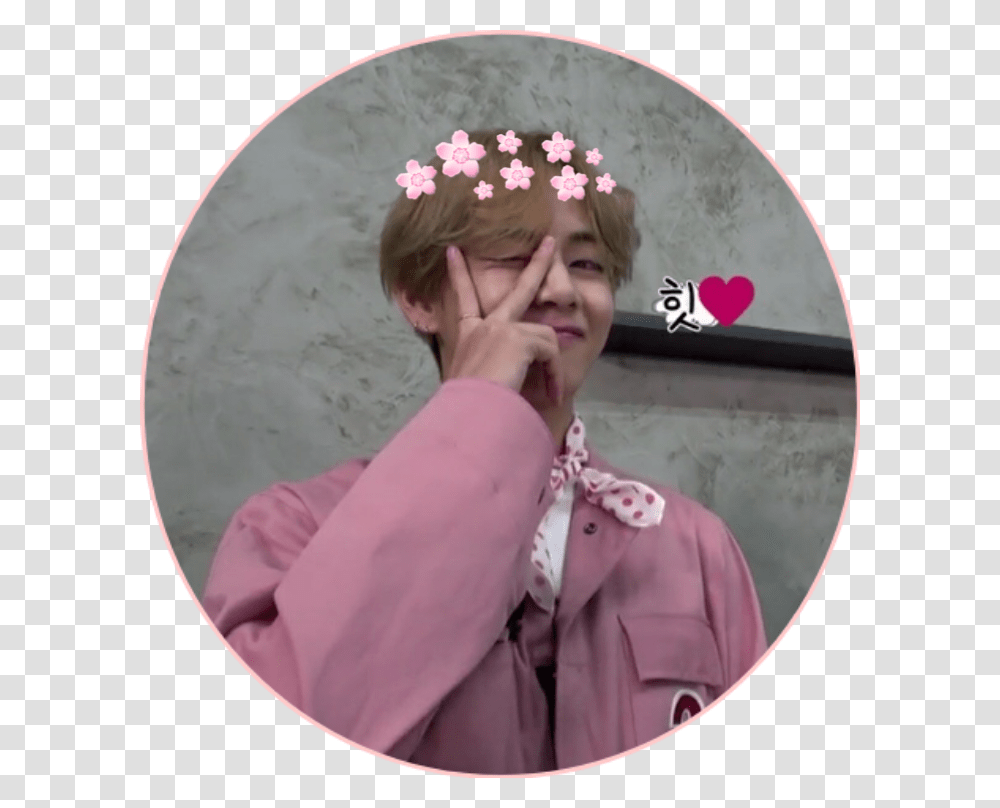 Dontedit Kimtaehyung Cute V Bts Pink Twitter V, Person, Accessories, Jewelry, Head Transparent Png