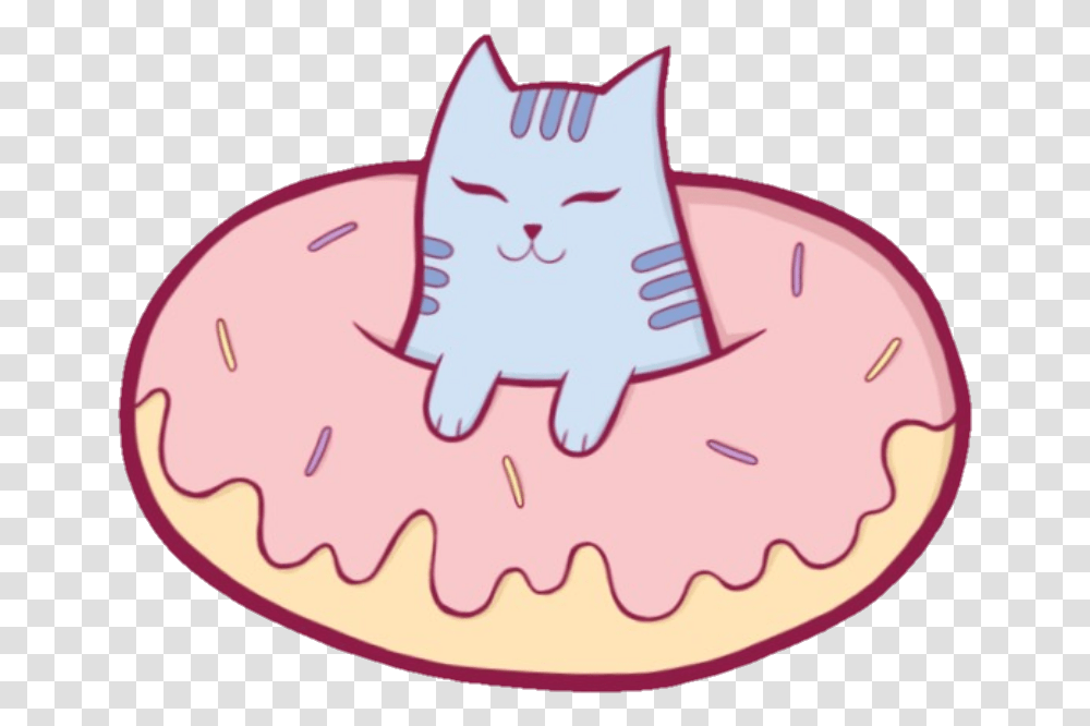 Donut Yum Cute Sweet Kittylove Kitty Cat Donuts Kawaii, Stomach, Birthday Cake, Dessert, Food Transparent Png