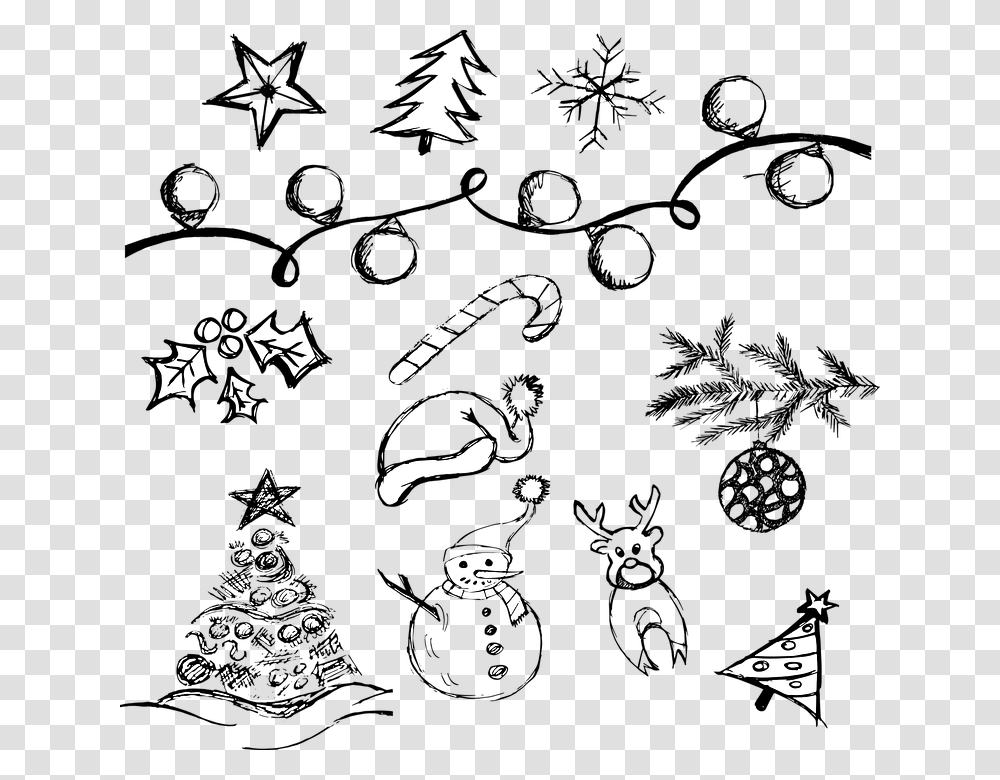 Doodle Christmas, Tree, Plant, Stencil, Ornament Transparent Png