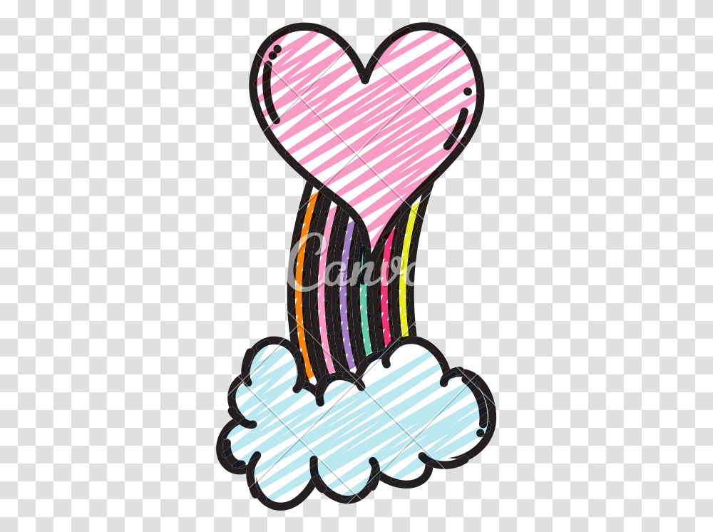 Doodle Heart With Nature Rainbow And Cloud Style Icons By Clip Art, Label, Text, Graphics, Outdoors Transparent Png