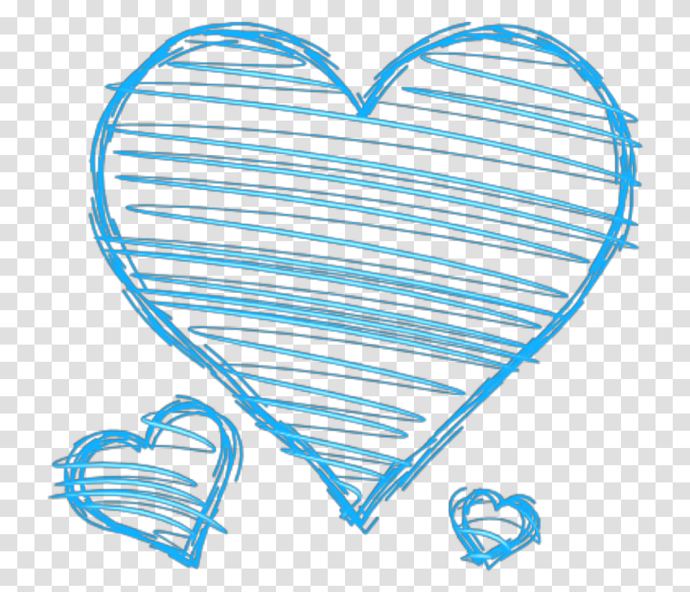 Doodle Hearts Cute Blue Heart, Light, Neon Transparent Png