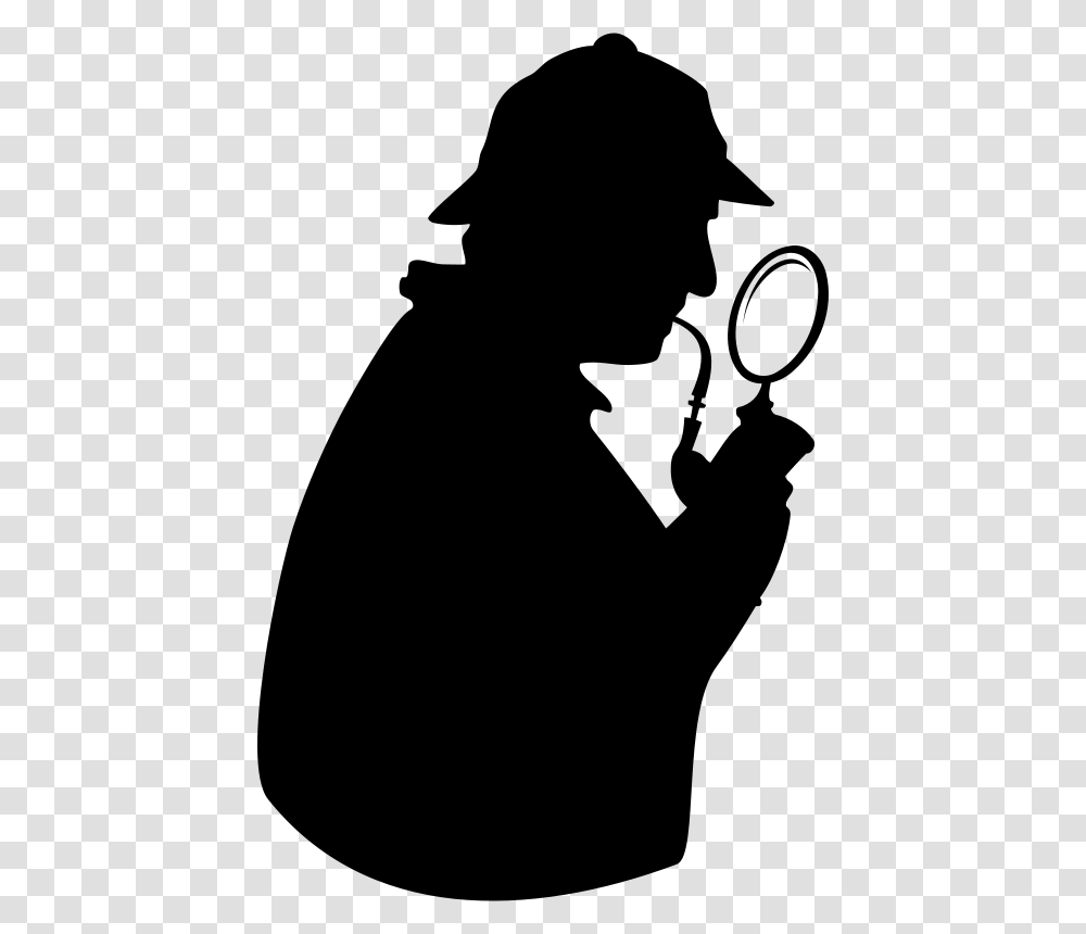 DooFi Consulting Detective With Pipe And Magnifying Glass Silhouette, Emotion, Gray, World Of Warcraft Transparent Png