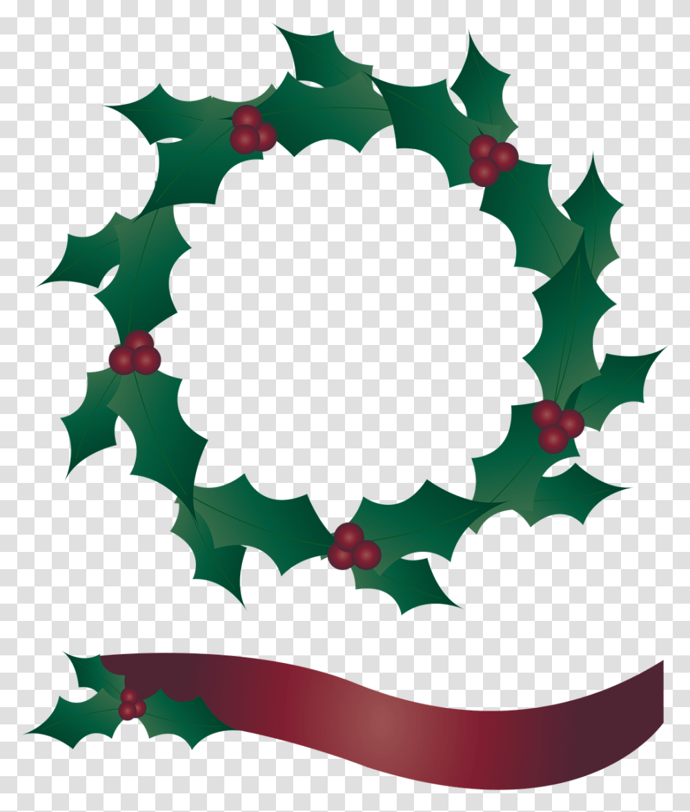Door Clipart Xmas Holly Wreath, Pattern, Ornament, Leaf, Plant Transparent Png
