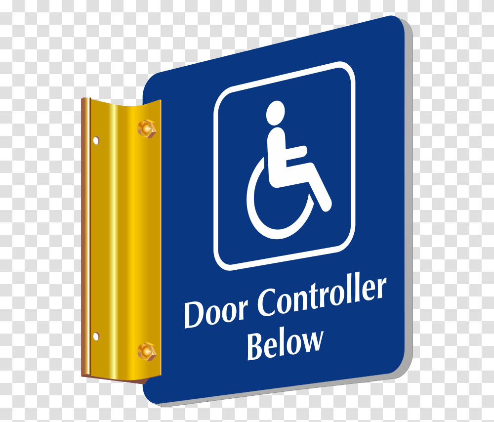 Door Controller Below Sign With Handicap Symbol Boys Locker Room Signs, Road Sign Transparent Png