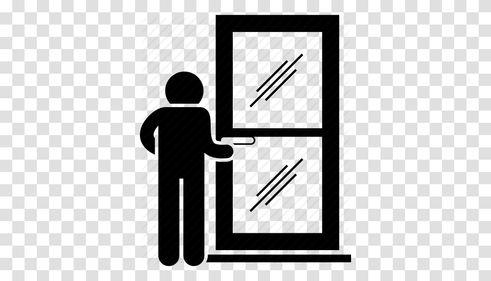 Door Glass Man Open Opening Person Icon, Silhouette Transparent Png