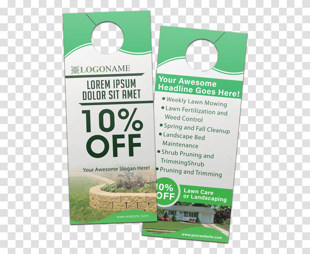 Door Hanger Sample For Lawn Care Grass, Poster, Advertisement, Flyer, Paper Transparent Png