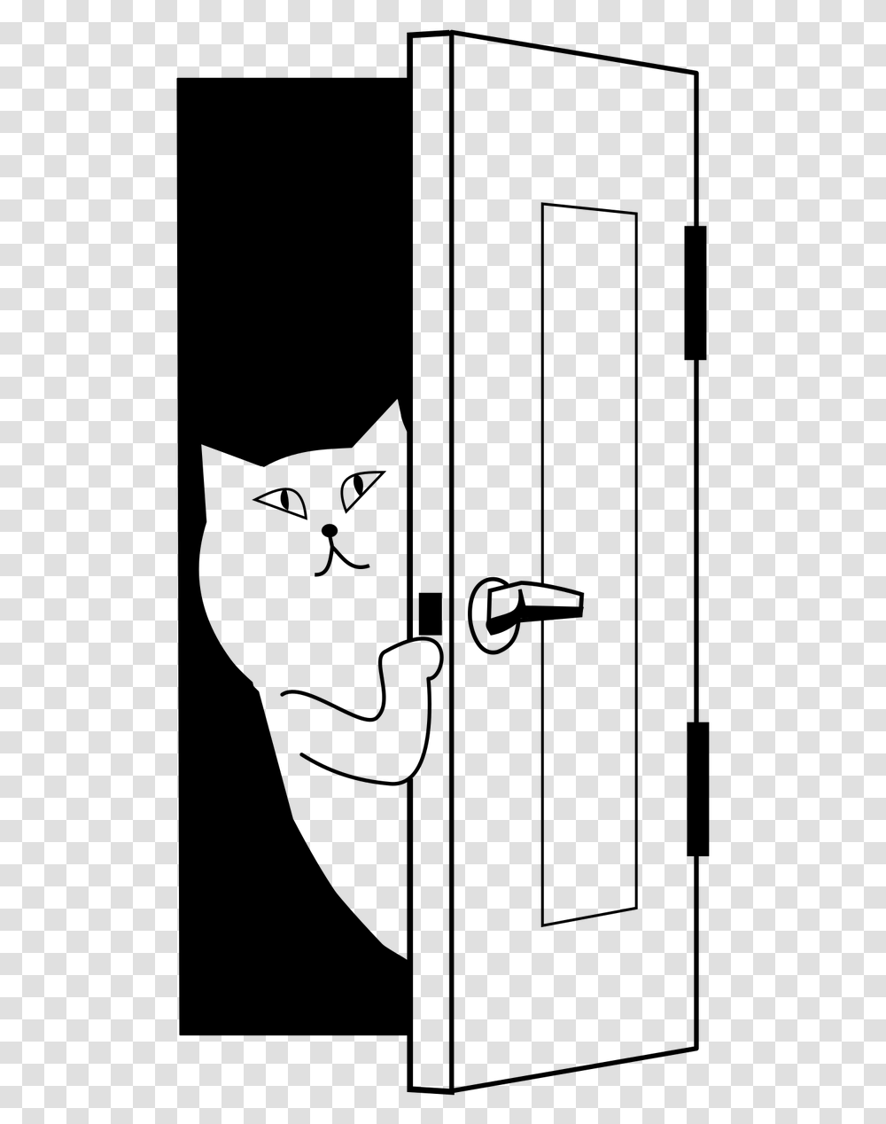 Door Peep Beginning Cat Opening Door Cartoon, Gray, World Of Warcraft Transparent Png